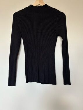 H&M Black Ribbed Long-Sleeve Tee